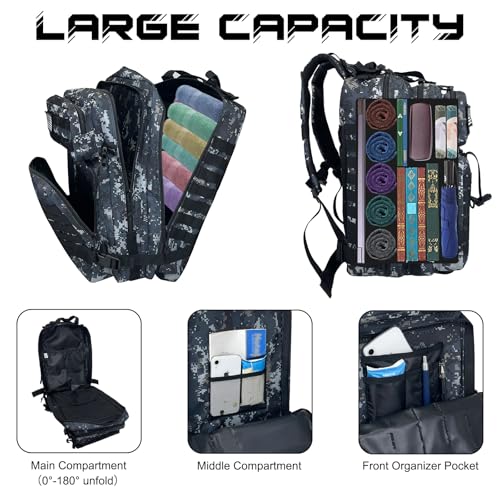 WOLT | Military Tactical Backpack for Men, Large Army 3 Day Assault Pack with MOLLE Bag for Hiking Survival Gear, Range Bag(02 CamouflageBlack) - color: 02camouflageblack