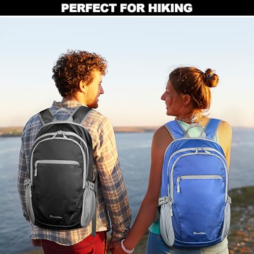 Seektop Lightweight Packable Hiking Backpack Water Resistant Expandable 20L-28L for Women Men, RFID Day Pack for Travel - color: Blue
