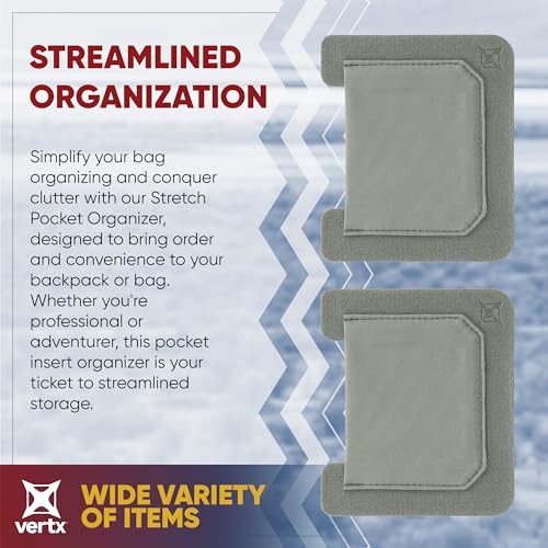 Vertx Stretch Pocket Organizer Insert Attachment for Backpack, Bag Organization, Small, 2-Pack - size: Small / 2 Pack