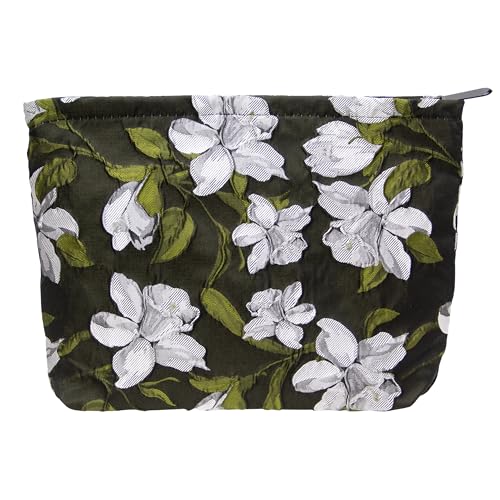 PAZIMIIK Makeup Bag Large Cotton Zipper Pouch for Purse Travel Canvas Make Up Organizer for Women Cosmetic,Brocade Floral Black - color: Brocade Floral Black