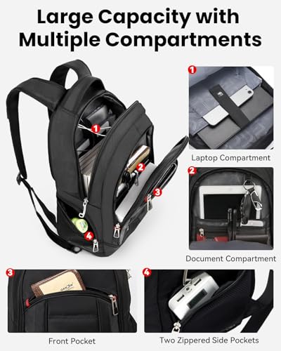 CROSSGEAR Travel Laptop Backpack, Large Computer Business Backpack Fits 17.3 Inch Laptop, Multi-pocket, Breathable Padded, Water Resistant Casual Daypacks for Men Women - size: 17.3 inch