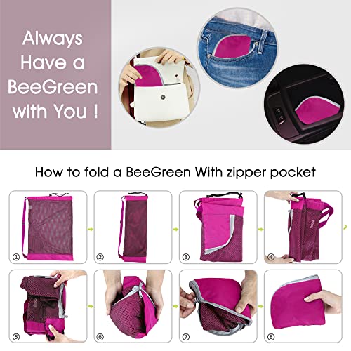 BeeGreen Mesh Drawstring Bag Swim Backpack for Beach Pool Sports Gym Draw String Cinch Bags for Swimming Soccer Basketball Gear Rose Red - color: Rose Red, style: Mesh Bag