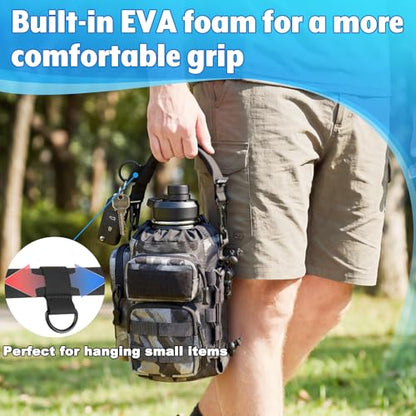 Tactical Weaving Handle with Metal Hooks, Tactical Admin Pouch Handles Replacement Universal Handle with EVA Foam for Water Bottle Holder, Backpack, Sling Bags