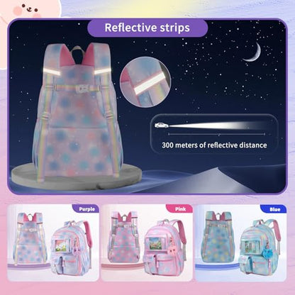 Kids Backpack for Girls, Purple | School Bags for Middle School Students, Book Bag for Elementary Primary, Kawaii Ita Backpack - color: 9515