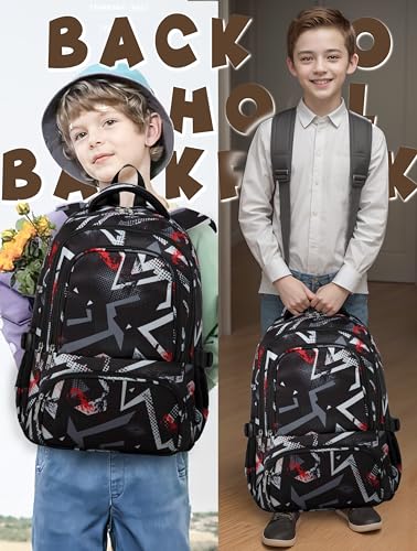 BLUEFAIRY Kids Backpacks for Boys Girls 17 Inch Elementary Primary Middle School Bookbags with Laptop Compartment Back to School Bags for Childs Age 6-8 Mochilas Escolares para Niños Niñas Dark Black - color: Dark Black