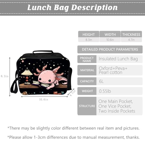 Kids Backpack School Bookbag 16inch Schoolbag With Lunch Box Bag And Pencil Case Set For Boys Girls - color: Axolotl