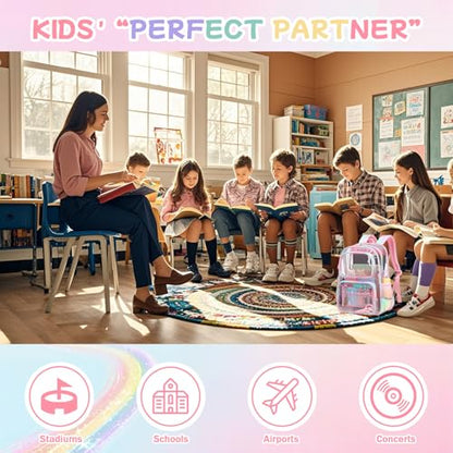 Sisipoet Pink Clear Backpack for Girls Heavy Duty Clear Bookbag, See Through Backpack for School, Stadium Events and Concert, Transparent Backpacks - color: Pink/Tie-dye