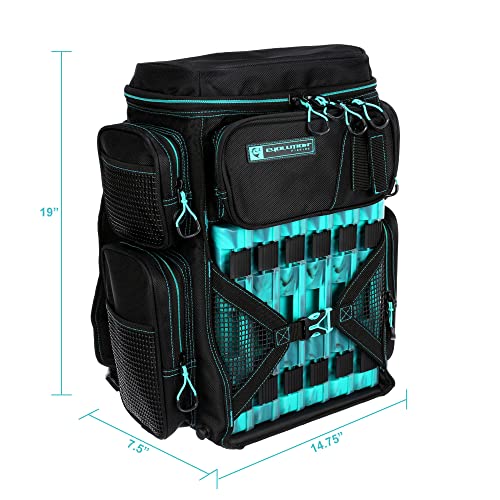 Evolution Fishing Drift Series Tackle Backpack, Outdoor Rucksack w/ 6 Fishing Tackle Trays, Heavy Duty - color: Seafoam, size: 3600