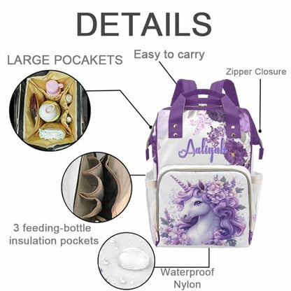 Newcos Personalized Diaper Bag for Boys Baby, Custom Animal Diapers Bags with Name, Newborn Mommy Backpack with Water Bottle Nappy Tote for Women Men Mom Baby Boy Girls Brown - color: Patten 22