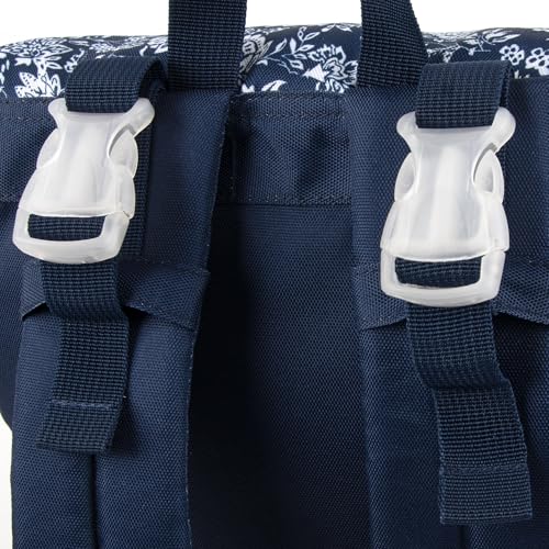 Multi-Function Floral Diaper Backpack and Travel Nappy Baby Bag with Changing Pad and Stroller Straps - color: Navy Blue Floral