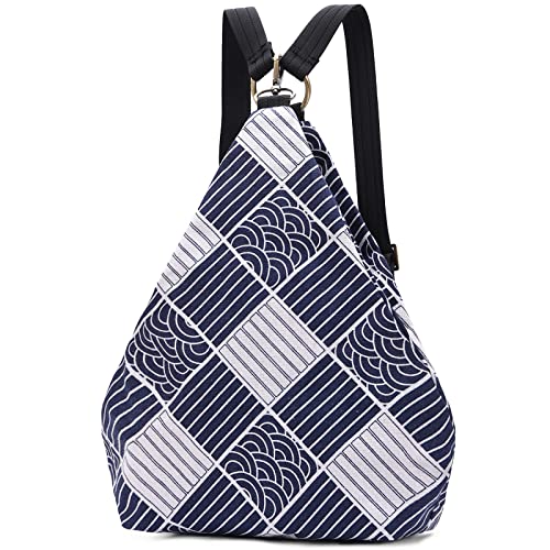 Black Butterfly Boho Small Backpack for Women, Casual Lightweight Daypack - color: Blue White
