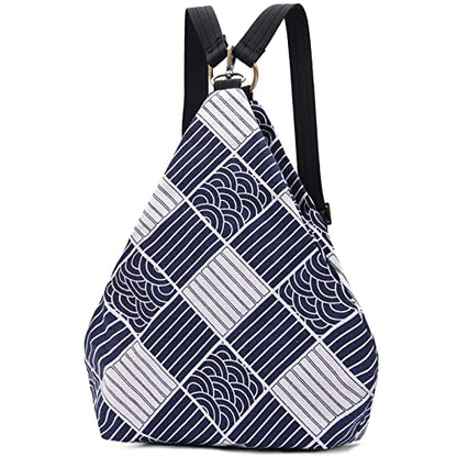 Black Butterfly Boho Small Backpack for Women, Casual Lightweight Daypack - color: Blue White