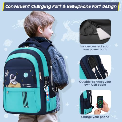 ACESAK Backpack for Boys - Boy Schoolbag Kids Children Teens Girls Elementary Middle School Bags, Waterproof Lightweight Bookbag Backpacks Casual Daypack with Lunch Bag Set - color: Green