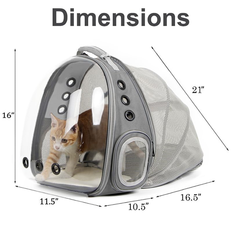 Back Extension Cat Travel Carrier Backpack (Grey, Clear Window) - color: Grey