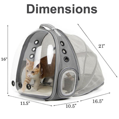 Back Extension Cat Travel Carrier Backpack (Grey, Clear Window) - color: Grey