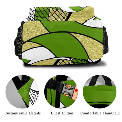 Sport Bag Volleyball Dark Green Gold Laptop Backpack Personalized Casual School Backpack for Women Men Gift - color: Volleyball Dark Green Gold