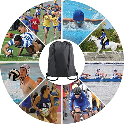 BeeGreen Black and Royal Drawstring Backpack Bags Bulk 2 Pack X-Large 22.4" L x 17.5" W Sports Cinch Sack Gym String Bags Machine Washable Heavy Duty for Men Women - color: Black Royal