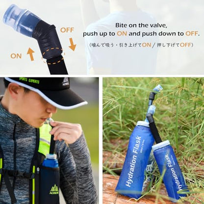 TRIWONDER TPU Soft Folding Water Bottles BPA-Free Collapsible Flask for Hydration Pack - Ideal for Running Hiking Cycling Climbing (350ml/11.83oz) - color: 350ml/11.83oz