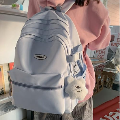 VTTDB Kawaii Backpack with Cute Accessories Casual Aesthetic Daypack Simple Laptop Bag Waterproof Travel Rucksack for Women (blue) - color: Blue