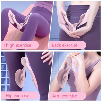 Pelvic Floor Muscle Trainer with Resistance Band, Hip & Pelvic Trainer Kegel Exerciser,Adjustable Inner Thigh Trainers Exercise Workout Equipment for Muscle Strengthening & Toning - color: Pink