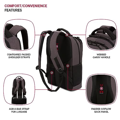 SwissGear 5668 Laptop Backpack, Dark Gray Heather, 18.25 In - color: Dark Grey Heather