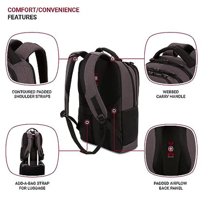 SwissGear 5668 Laptop Backpack, Dark Gray Heather, 18.25 In - color: Dark Grey Heather