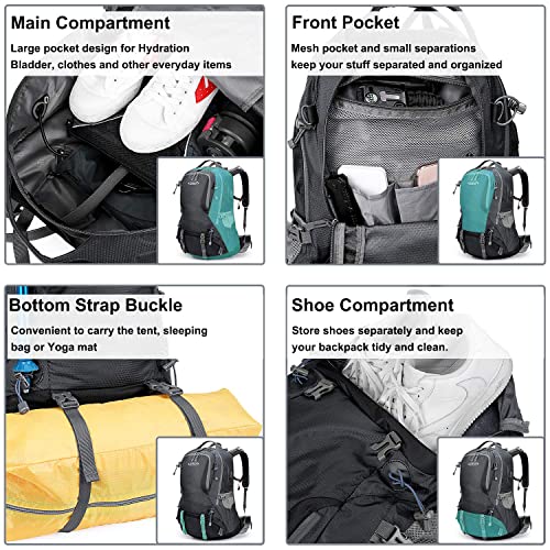 G4Free 50L Hiking Backpack Waterproof Daypack Outdoor Camping Climbing Backpack with Rain Cover for Men Women(Dark Grey) - color: Dark Grey