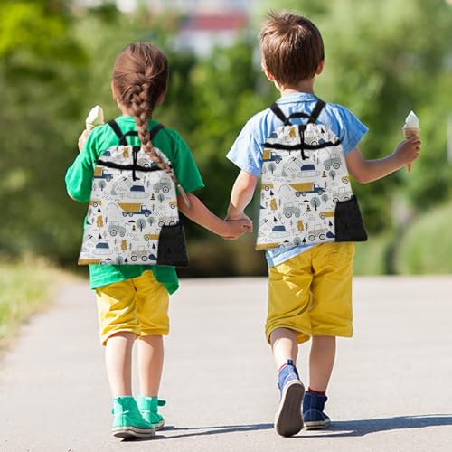 Drawstring Backpack, Construction Tractor, Waterproof, 15" x 17" - color: Tractor Excavator