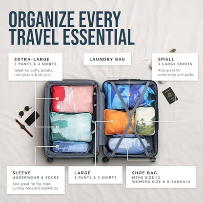 Large Compression Packing Cubes for Travel-Packing Cube Luggage Organizers 7 Piece Set for Checked Luggage-Ultralight, Expandable/Compression Bags by TRIPPED Travel Gear (Getaways) - color: Getaways