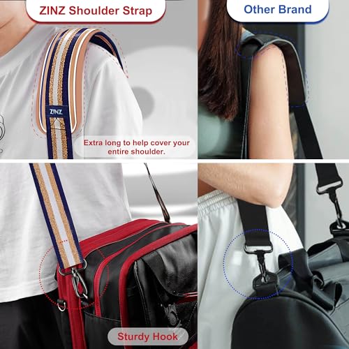 ZINMARK Shoulder Strap 59 inch, Extra-Thick Fixed Cushion Pad and Dual Clasps Universal Replacement Strap for Bags, Camera, Crossbody，Lawn mower Blue Gold Jacquard - color: Blue Gold Jacquard