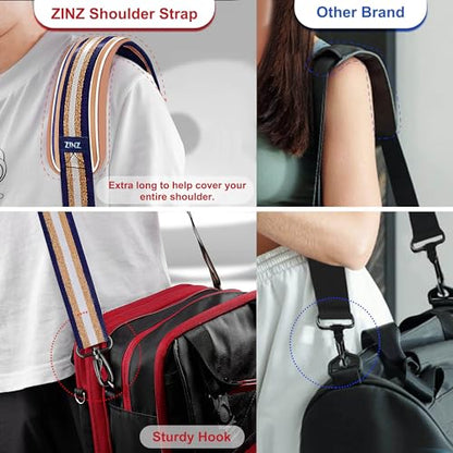 ZINMARK Shoulder Strap 59 inch, Extra-Thick Fixed Cushion Pad and Dual Clasps Universal Replacement Strap for Bags, Camera, Crossbody，Lawn mower Blue Gold Jacquard - color: Blue Gold Jacquard