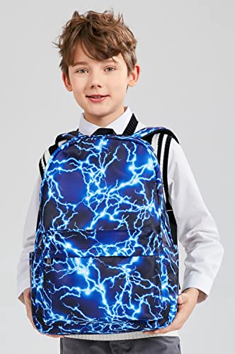 Backpack for Boys Elementary Bookbags Durable Lightweight Teenager Student School Bags Travel Waterproof (1-Blue Lightning) - color: 1-blue Lightning