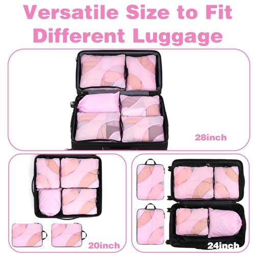 6 Pcs Set ompression Packing Cubes, Expandable Large Packing Cubes for Suitcases and Backpack, Compression Suitcase Organizers with Shoe Bag for Travel