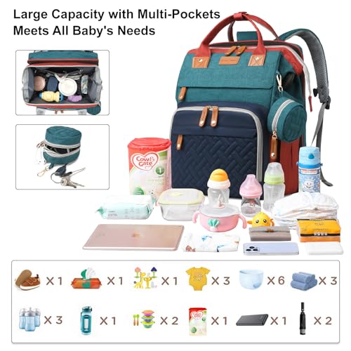 Baby Diaper Bags with Changing Station Multifunctional Waterproof Diaper Bag Backpack Travel Baby Bag with Changing Pad, Pacifier Case,Baby Essentials(Multicolor) - color: Up-multicolor