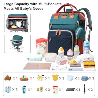 Baby Diaper Bags with Changing Station Multifunctional Waterproof Diaper Bag Backpack Travel Baby Bag with Changing Pad, Pacifier Case,Baby Essentials(Multicolor) - color: Up-multicolor