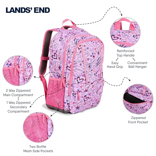Lands' End Unisex Kids Large ClassMate Lightweight Durable Elementary School Backpack, Fuchsia Pink - color: Fuchsia Pink