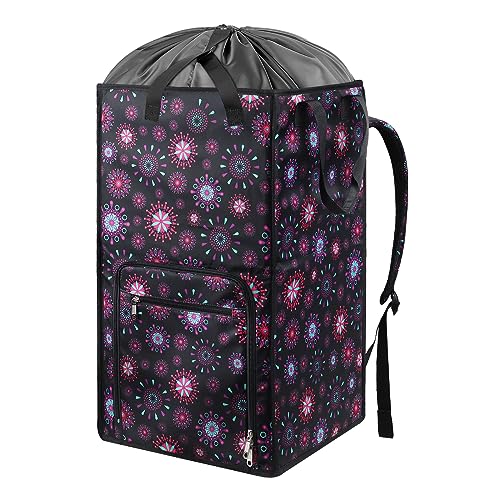 Bukere Laundry Backpack Bag for Women Girls, Extra Large Laundry Basket Hamper for College Dorm Room Essentials, Adjustable Shoulder Straps, Collapsible Freestanding Laundry Bag for Gym, Yacht - color: FIREWORKS