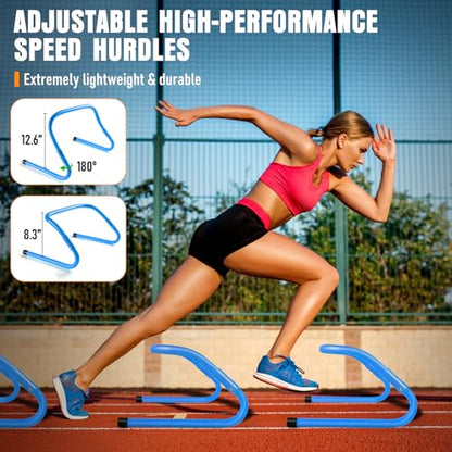 MUROZA Agility Ladder, Agility Speed Training Equipment Set, 20ft Speed Ladder, 12 Soccer Cones, 4 Hurdles, Jump Rope, Running Parachute, Soccer Football Basketball Training Equipment Accessories - color: Blue