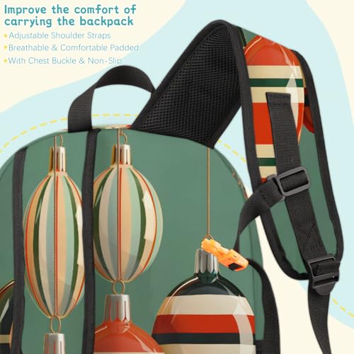 Christmas Ball Laptop Backpack for Women Men, 18.3 Inch Travel Work Backpacks, Modern Holiday Pattern Waterproof Computer Casual Daypack Nurse Teacher Bags - color: Multicolor 9