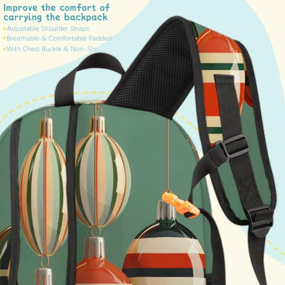 Christmas Ball Laptop Backpack for Women Men, 18.3 Inch Travel Work Backpacks, Modern Holiday Pattern Waterproof Computer Casual Daypack Nurse Teacher Bags - color: Multicolor 9