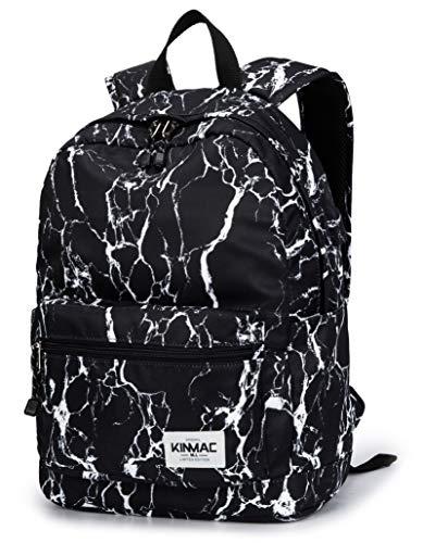 Kinmac Water Resistant Laptop Travel Outdoor Backpack with USB Charging Port for 13 inch 14 inch and 15.6 inch Laptop (Black Marble) - color: Black Marble