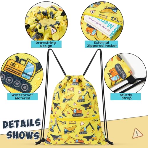 WAWASAM Kids Drawstring Backpack, Gym Swim Bag Cinch Bag for Girls Boys with Zipper Pocket - color: Truck