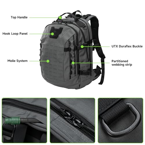 EXCELLENT ELITE SPANKER 40L Tactical Military Backpack for Men and Women Large Rucksack Assault Pack Bag for Outdoor Camping, Hiking,Travel Backpacking(Grey) - color: Grey