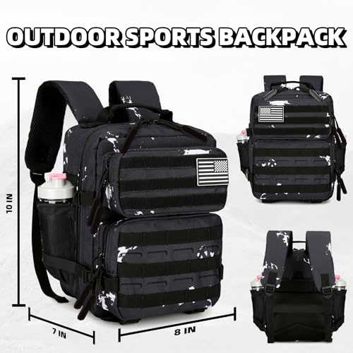 9L Mini Tactical Backpack for Men and Women Tactical Backpack Small for Hiking Small Tactical Bag Fitness Pack - color: Black & White Dots