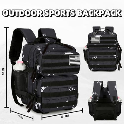 9L Mini Tactical Backpack for Men and Women Tactical Backpack Small for Hiking Small Tactical Bag Fitness Pack - color: Black & White Dots