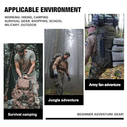 Mardingtop 70L Internal Frame Backpack for Hunting,Camping,Hiking Backpacking Backpack with Rain Cover - color: Khaki