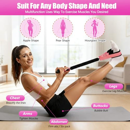Upgrade 75 LB Pedal Resistance Band with Handle, Multifunction Tension Rope with Thickened Latex Tubes and Soft Foam Fabric Foot Pedal,Puller Resistance Band for Abdomen, Waist, Arm, Core/ABS, Leg