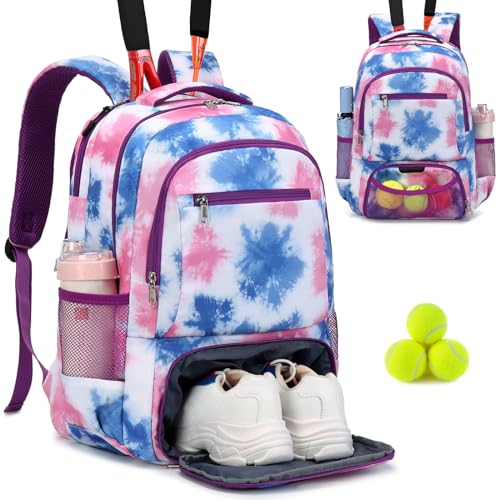 ACESAK Tennis Backpack Tennis Bag for Women Men - Tennis Bag Holds 2 Rackets, Badminton Squash, Pickleball Paddles Balls - color: Purple