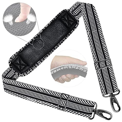 ZINZ Shoulder Strap 58" with Thick Fixed Pad - color: Black White Jacquard