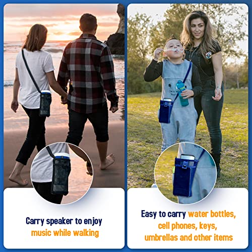 Water Bottle Holder with Strap, Premium Water Bottle Carrier with Strap Easy Clean, Light Water Bottle Carrier Bag, Water Bottle Holder with Pocket for Hiking, Walking, Travel - color: blue & black